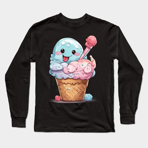 Ice Cream Emoji Long Sleeve T-Shirt by animegirlnft